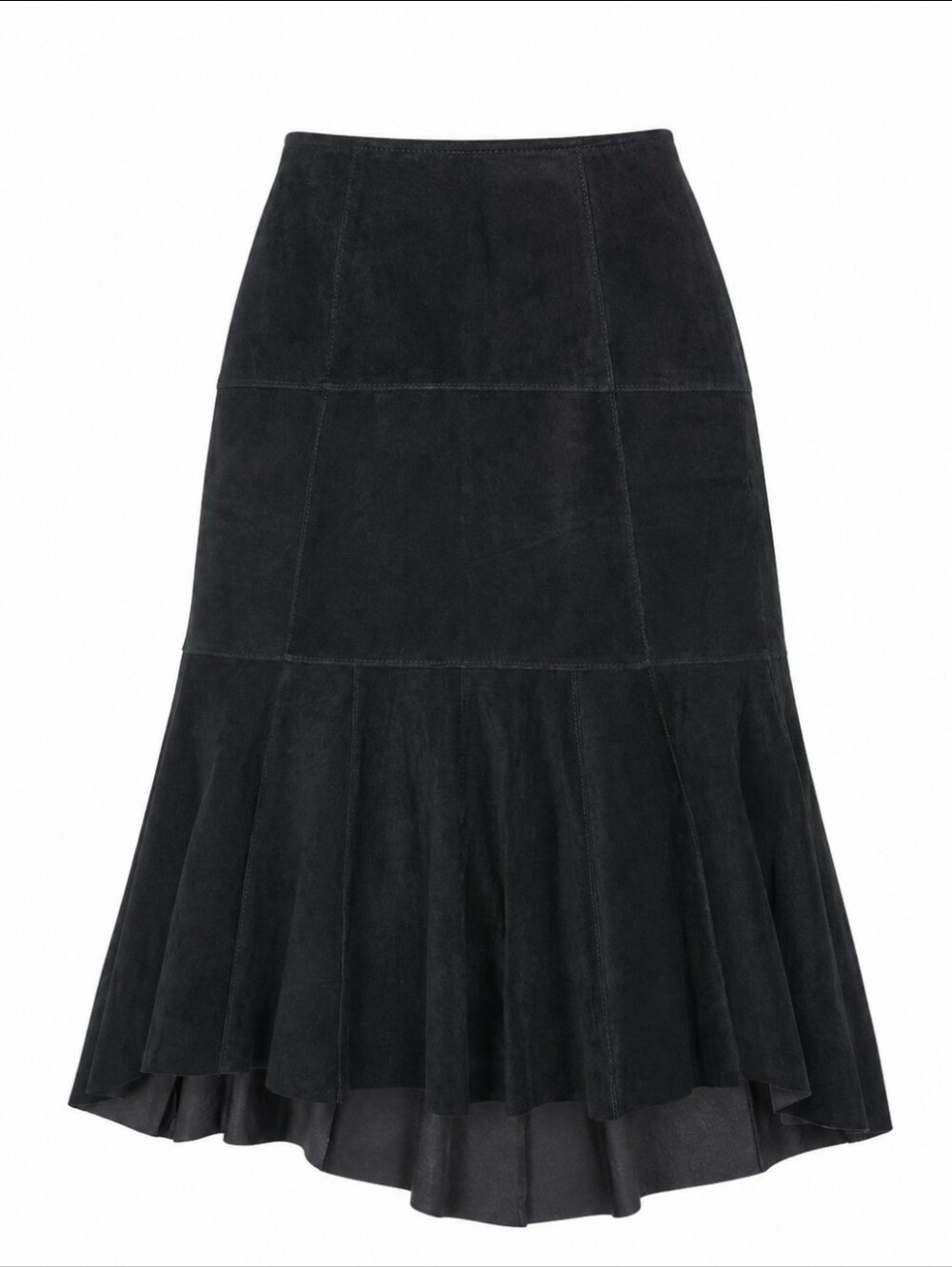 CAbi Black Maxi Suede Flare Skirt